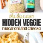 easy-hidden-veggie-mac-and-cheese-recipe-creamy-high-protein-vegetable-packed-150x150-1 Finished hidden veggie mac & cheese in a white bowl with a sprig of parsley on the top. More mac & cheese in the background. a text overlay reads the best ever hidden veggie macaroni and cheese